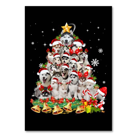 Siberian husky christmas tree lights Dog Xmas Tischnummer (Vorderseite)