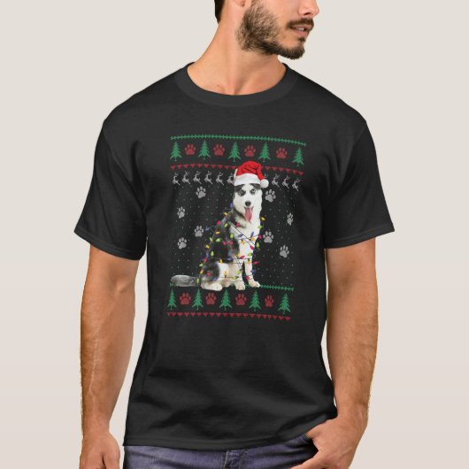 Siberian Husky Christmas Ugly Sweater Dog Xmas T-Shirt (Vorderseite)