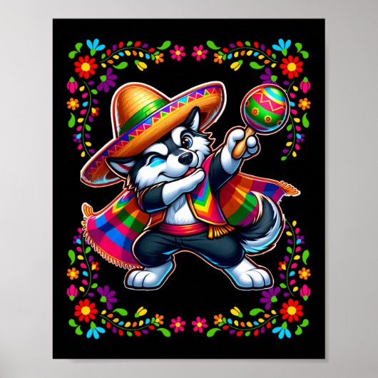 Siberian Husky Cinco De Mayo Pet Lover Funny Dog Poster (Vorne)