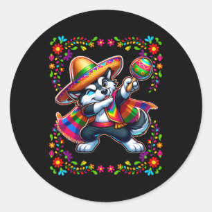 Siberian Husky Cinco De Mayo Pet Lover Funny Dog Runder Aufkleber
