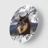 Siberian Husky Clock Runde Wanduhr (Winkel)