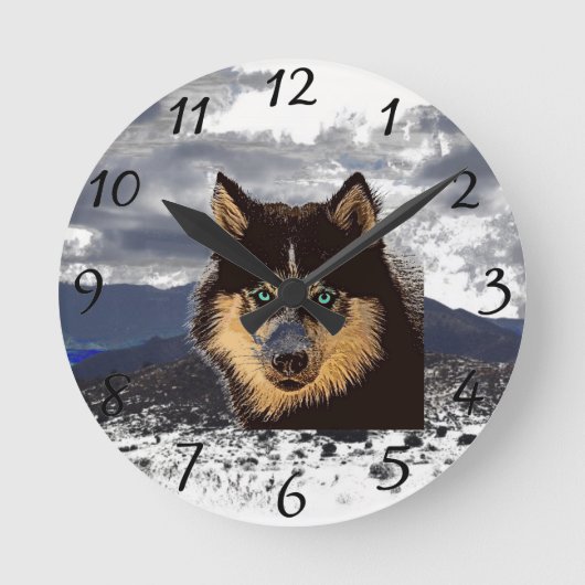 Siberian Husky Clock Runde Wanduhr (Vorderseite)