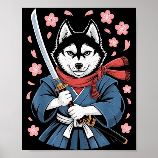 Siberian Husky Dad Cute Japanese Anime Stuff Samur Poster (Vorne)