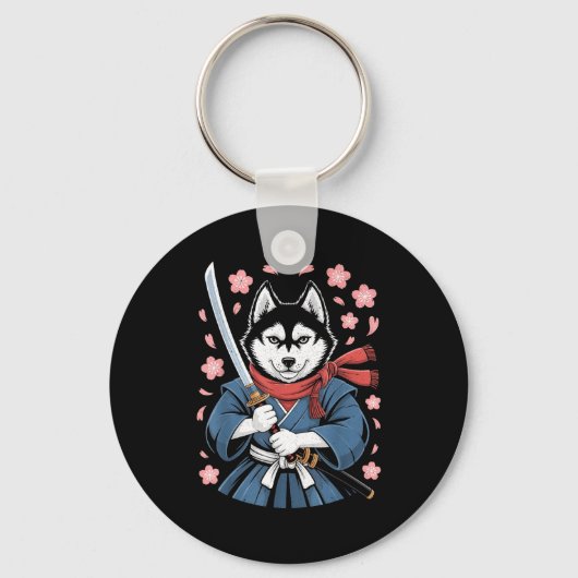 Siberian Husky Dad Cute Japanese Anime Stuff Samur Schlüsselanhänger (Vorderseite)