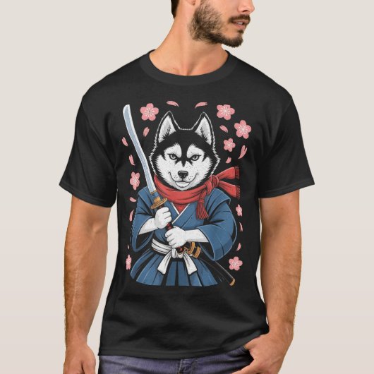 Siberian Husky Dad Cute Japanese Anime Stuff Samur T-Shirt (Vorderseite)
