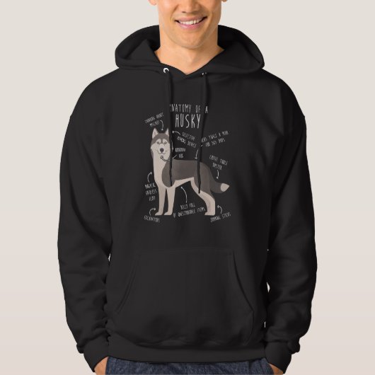 Siberian Husky Dog Anatomy  Grey Gray Pet Mom Cute Hoodie (Vorderseite)