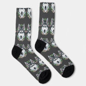 Siberian Husky Dog And Mountain Laurel Flowers Socken (Rechts)