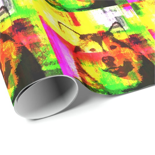 Siberian Husky Dog Art Geschenkpapier (Rolleneckpunkt)