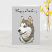 Siberian Husky Dog Art Karte (Gelbe Blume)