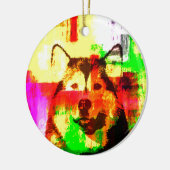 Siberian Husky Dog Art Keramik Ornament (Links)