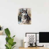 Siberian Husky Dog Art Print Poster (Heimbüro)