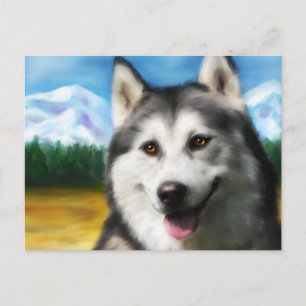 Siberian Husky Dog Art - Solar Postkarte