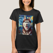 Siberian Husky Dog Art Van Gogh Starry Night Siber T-Shirt (Vorderseite)