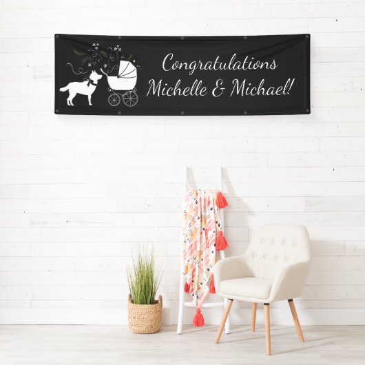 Siberian Husky Dog Baby Dusche Welpe Gray Banner (Insitu)