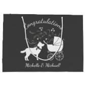 Siberian Husky Dog Baby Dusche Welpe Gray Große Geschenktüte (Rückseite)