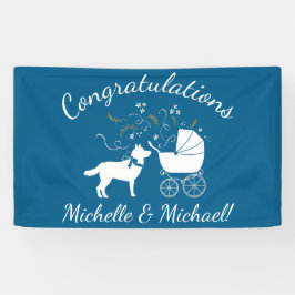 Siberian Husky Dog Baby Shower Welpe Blue Boy Banner