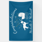Siberian Husky Dog Baby Shower Welpe Blue Boy Banner (Vertikal)