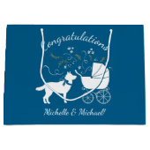 Siberian Husky Dog Baby Shower Welpe Blue Boy Große Geschenktüte (Vorderseite)