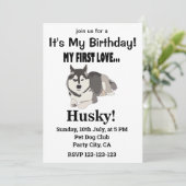 Siberian Husky Dog Birthday Siberian Husky Einladung (Stehend Vorderseite)