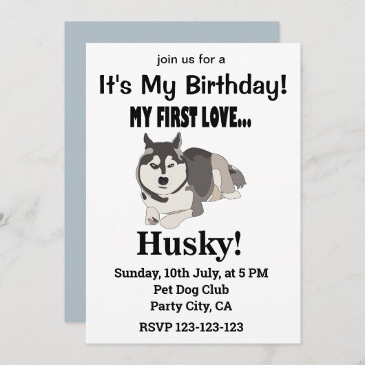 Siberian Husky Dog Birthday Siberian Husky Einladung (Vorne/Hinten)