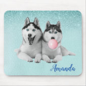 Siberian Husky Dog Blue Bubble Gum Mousepad (Vorne)