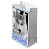Siberian Husky Dog Blue Happy Birthday Kleine Geschenktüte (Rückseite Schrägansicht)