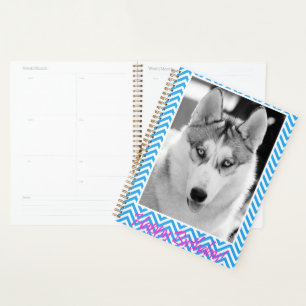 Siberian Husky Dog Blue Happy Birthday Planer