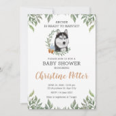 Siberian Husky Dog Boy Boho Greenery Baby Shower Einladung (Vorderseite)