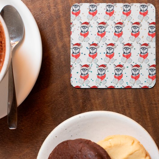 Siberian Husky Dog Breed Christmas Stars Rechteckiger Pappuntersetzer