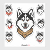 Siberian Husky Dog Bundle Pack Aufkleber (Blatt)