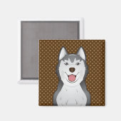 Siberian Husky Dog Cartoon Paws Magnet (Vorderseite/Rückseite)