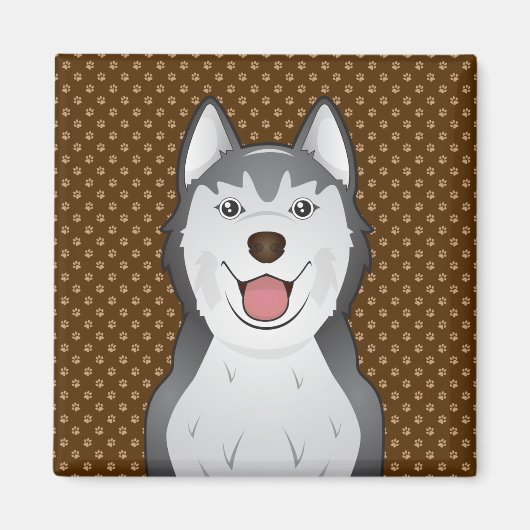 Siberian Husky Dog Cartoon Paws Magnet (Vorne)