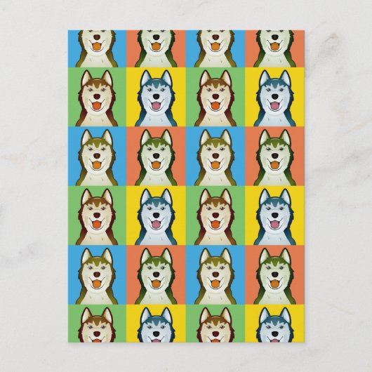 Siberian Husky Dog Cartoon Pop-Kunst Postkarte (Vorderseite)