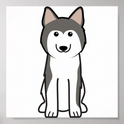Siberian Husky Dog Cartoon Poster (Vorne)