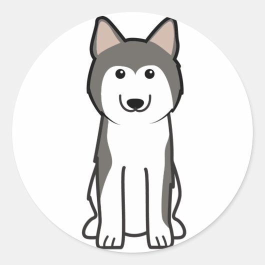 Siberian Husky Dog Cartoon Runder Aufkleber (Vorderseite)