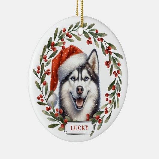Siberian Husky Dog Ceramic Circle Ornament (Rechts)
