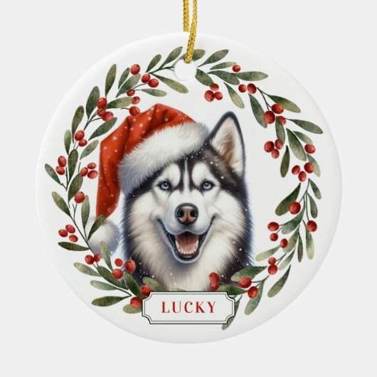 Siberian Husky Dog Ceramic Circle Ornament (Vorne)
