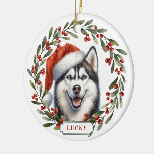 Siberian Husky Dog Ceramic Circle Ornament (Links)