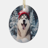 Siberian Husky Dog Christmas Keepake Keramik Ornament (Rechts)