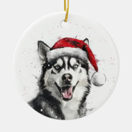 Siberian Husky Dog Christmas Personalized Keramik Ornament