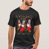 Siberian Husky Dog Christmas Socks Santa Hat Xmas T-Shirt (Vorderseite)