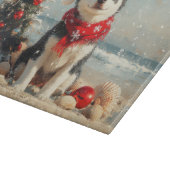 Siberian Husky Dog Christmas Vintag Beach Schneidebrett (Ecke)