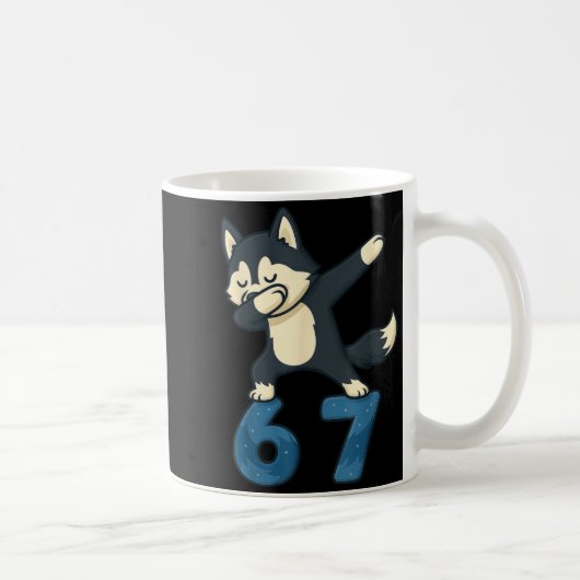 Siberian Husky Dog Dabbing 67 Meme Six Seven Funny Kaffeetasse (Rechts)