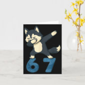 Siberian Husky Dog Dabbing 67 Meme Six Seven Funny Karte (Gelbe Blume)