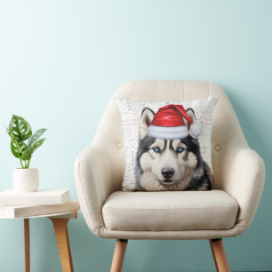 Siberian Husky Dog Funny Watercolor Weihnachten Kissen