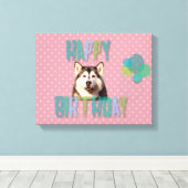 Siberian Husky Dog Happy Birthday Leinwanddruck (Insitu (Holzboden))