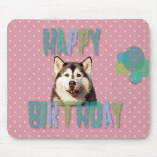 Siberian Husky Dog Happy Birthday Mousepad (Vorne)