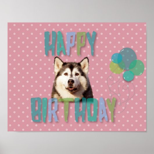 Siberian Husky Dog Happy Birthday Poster (Vorne)
