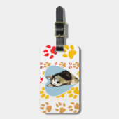 Siberian Husky Dog Heart Paws Print Gepäckanhänger (Vorderseite vertikal)