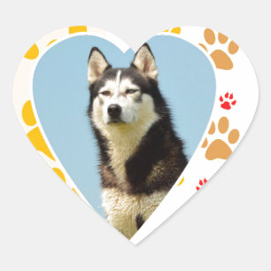 Siberian Husky Dog Heart Paws Print Herz-Aufkleber